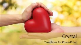  Presentation with hands heart - Amazing presentation design having health - red heart in woman backdrop and a yellow colored foreground