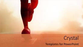  Presentation with feet - PPT theme featuring health - runner athlete feet running background and a coral colored foreground