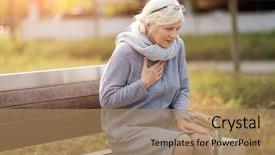 Presentation with chest - PPT theme consisting of health - senior woman suffering from chest background and a coral colored foreground