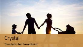  Presentation with children parents - PPT layouts having health - silhouettes of happy parents having background and a gold colored foreground