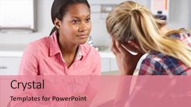  Presentation with teenage depression - Slide set with health - teenage girl visits doctor's office background and a coral colored foreground