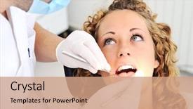  Presentation with teeth - PPT layouts enhanced with oral health - teeth checkup at dentist's office background and a coral colored foreground