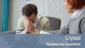  Presentation with unhappy - Beautiful slide set featuring health - unhappy man sitting in arm-chair backdrop and a seafoam green colored foreground