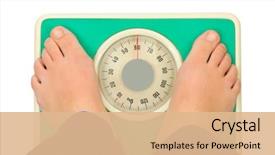  Presentation with weight - Colorful slides enhanced with women s health - woman's feet and weight scale backdrop and a coral colored foreground