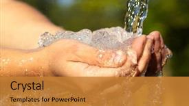  Presentation with water color hands - Presentation with health - woman's hands with water splash background and a gold colored foreground