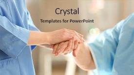  Presentation with elderly health - Beautiful PPT theme featuring health - young doctor holding hand backdrop and a soft green colored foreground