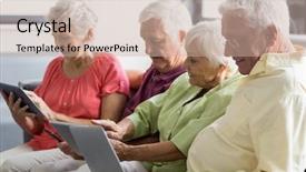  Presentation with tablets wood table tablet white - Cool new theme with health age - seniors using tablets backdrop and a  colored foreground