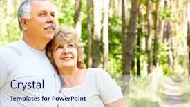  Presentation with elderly - Audience pleasing presentation consisting of health age - smiling happy elderly couple backdrop and a  colored foreground