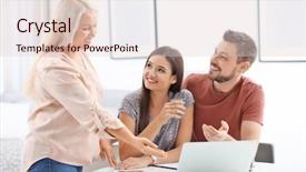  Presentation with health insurance - Colorful PPT theme enhanced with health analist - insurance agent consulting clients backdrop and a lemonade colored foreground