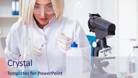  Presentation with lab - Audience pleasing theme consisting of health analist - woman lab analyst working backdrop and a  colored foreground