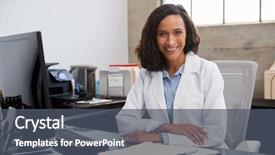  Presentation with trainee nurse sitting by female - Audience pleasing PPT layouts consisting of health analist - young female doctor sitting backdrop and a dark gray colored foreground