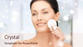  Presentation with cotton - Audience pleasing presentation theme consisting of health and beauty concept - beautiful woman with cotton pad backdrop and a lemonade colored foreground