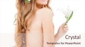  Presentation with lily flower - Colorful slide set enhanced with health and beauty concept - beautiful naked woman with white lily flower backdrop and a lemonade colored foreground