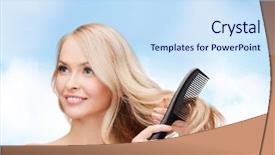  Presentation with hair brush - Presentation theme featuring health-and-beauty-concept-beautiful background and a sky blue colored foreground