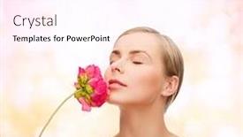  Presentation with peony flower - Presentation design consisting of health and beauty concept - lovely woman with pink peony flower and closed eyes background and a white colored foreground