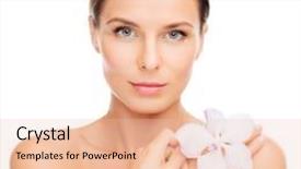  Presentation with flower woman - Audience pleasing presentation design consisting of health and beauty concept - relaxed woman with orhid flower backdrop and a lemonade colored foreground