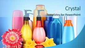  Presentation with beauty product - Amazing presentation theme having health and beauty product backdrop and a sky blue colored foreground