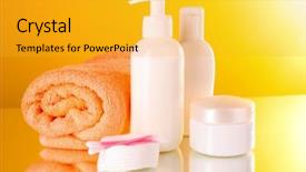  Presentation with beauty products - Presentation theme having health and beauty products background and a gold colored foreground