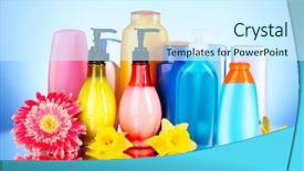  Presentation with beauty products - Slide deck with health and beauty products background and a cool aqua colored foreground