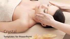  Presentation with relaxation - Amazing presentation design having health and beauty resort and relaxation concept - asian woman in spa salon getting massage backdrop and a coral colored foreground