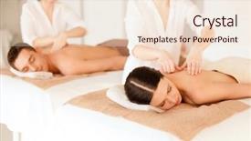  Presentation with relaxation - Audience pleasing presentation design consisting of health and beauty resort and relaxation concept - couple in spa salon getting massage backdrop and a lemonade colored foreground