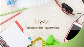  Presentation with health detox infused water - Slides featuring health and fitness concept dumbbells background and a  colored foreground