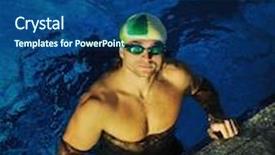  Presentation with swimmer - Amazing presentation having health and fitness lifestyle concept with young athlete swimmer recreating on olimpic pool backdrop and a ocean colored foreground