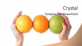  Presentation with fruits - Colorful slides enhanced with health apple - beautiful female hands backdrop and a white colored foreground