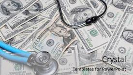  Presentation with assessment - Cool new PPT theme with health assessment - stethoscope on pile of american backdrop and a light gray colored foreground