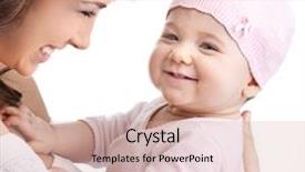  Presentation with mom daughter - Audience pleasing presentation theme consisting of health baby mom - mother and daughter isolated backdrop and a coral colored foreground