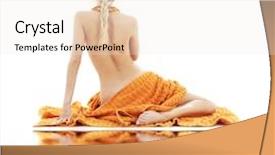  Presentation with footprints in the sand picture - Presentation theme enhanced with health back - picture of beautiful lady background and a sky blue colored foreground