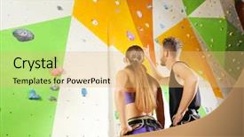  Presentation with catholic couple silhouette of young - Amazing theme having health back safety - young couple in climbing gym backdrop and a yellow colored foreground
