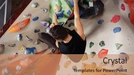  Presentation with climbing - Amazing presentation theme having health back safety - young man exercising in climbing backdrop and a coral colored foreground
