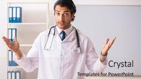  Presentation with military doctor - Cool new PPT theme with health board meeting - young doctor in front backdrop and a  colored foreground