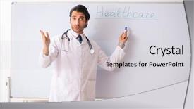  Presentation with whiteboard - PPT theme enhanced with health board meeting - young doctor in front background and a light gray colored foreground