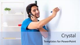  Presentation with board meeting - Amazing presentation theme having health board meeting - young male doctor in front backdrop and a light blue colored foreground