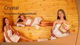  Presentation with group of three young girl - Colorful PPT theme enhanced with health body - group people happy young girl backdrop and a gold colored foreground