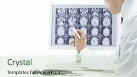  Presentation with working - Presentation design with health brain - doctor working with ct scan background and a soft green colored foreground