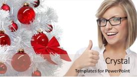 Presentation with white christmas - Beautiful PPT theme featuring health business - portrait of attractive caucasian smiling backdrop and a  colored foreground