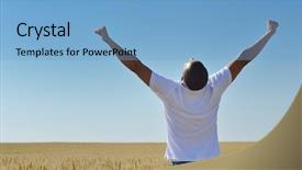  Presentation with agriculture business - Cool new presentation design with health business - young man in wheat field backdrop and a  colored foreground