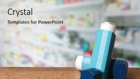  Presentation with inhale - Theme having health care and asthma inhale background and a light gray colored foreground