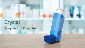  Presentation with inhaler - Slide deck enhanced with health care and asthma inhale background and a sky blue colored foreground