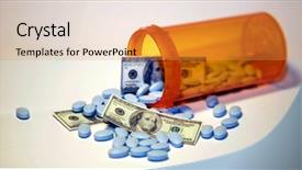  Presentation with health cost - Presentation enhanced with health care and medication background and a gold colored foreground