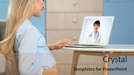  Presentation with medical video - Colorful slide deck enhanced with health care coference - pregnant woman video chatting backdrop and a coral colored foreground