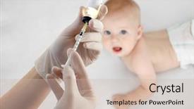  Presentation with vaccination - PPT theme with health care concept baby's background and a soft green colored foreground