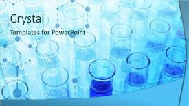  Presentation with health care wellness - Slide deck with health care concept test tubes background and a cool aqua colored foreground