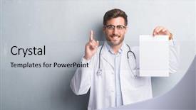  Presentation with one young man exercising handball - PPT theme having health care contracts - handsome young doctor man background and a light gray colored foreground