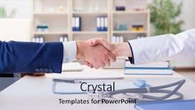  Presentation with contract - Cool new slide deck with health care contracts - man signing medical insurance contract backdrop and a  colored foreground