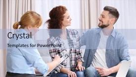  Presentation with contract act - Amazing slide deck having health care contracts - young couple signing contract sitting backdrop and a light blue colored foreground