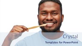  Presentation with african american dental - Colorful presentation theme enhanced with health-care-dental-hygiene backdrop and a sky blue colored foreground